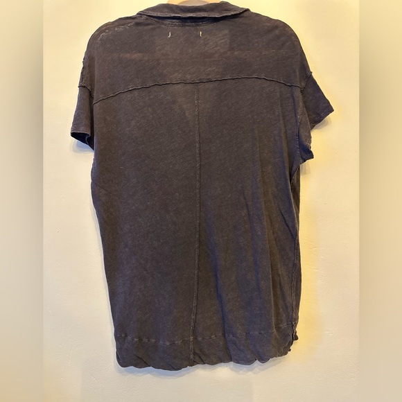 Free People “We The Free” Distressed Top Deep Purple, Linen Blend-Medium - Picture 5 of 7